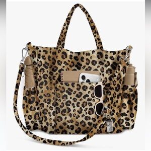 🆕 Crossbody Corduroy Tote Bag for Women, Large Tote Bag with Multi-Pockets